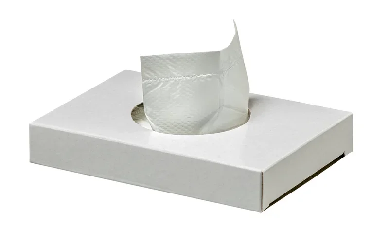 Medi-Inn hygiënezakjes, HDPE 25 cm x 8 cm x 6 cm wit in dispenserdoos