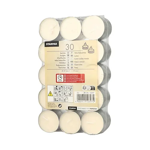 Theelichten Ø 37 mm x 19 mm wit x extra lange brand uren 6 h