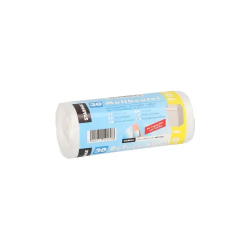 Huisvuilzakken met handgreep, HDPE 10 l 42 cm x 39,5 cm transparant