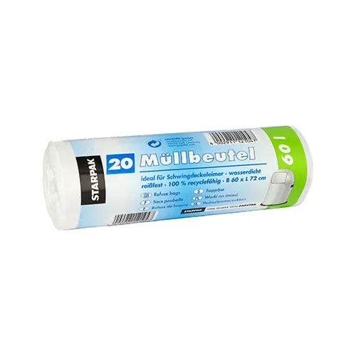 Pedaalemmerzakken, LDPE 60 l 72 cm x 60 cm wit