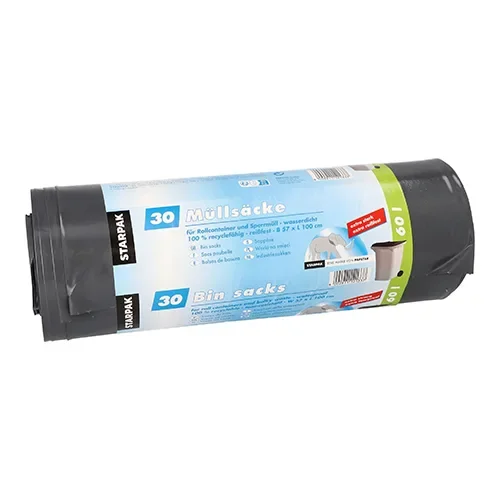 Industriezakken, LDPE 60 l 100 cm x 57 cm zwart extra sterk en scheurvast