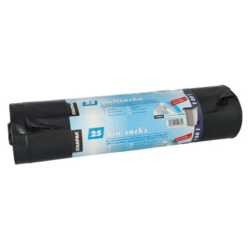 Industriezakken, LDPE 120 l 110 cm x 70 cm zwart extra sterk en scheurvast