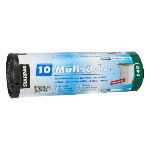 Industriezakken, LDPE 140 l 110 cm x 80 cm zwart