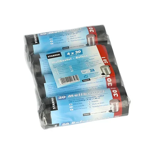 Pedaalemmerzakken, LDPE 30 l 60 cm x 50 cm grijs