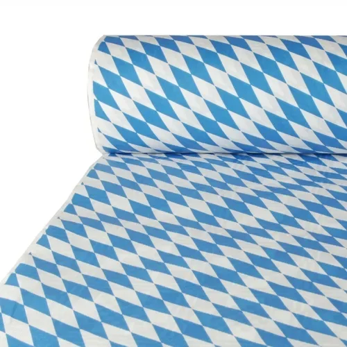 Tafelkleed papier met damastprint 50 m x 1 m “Beiers blauw”