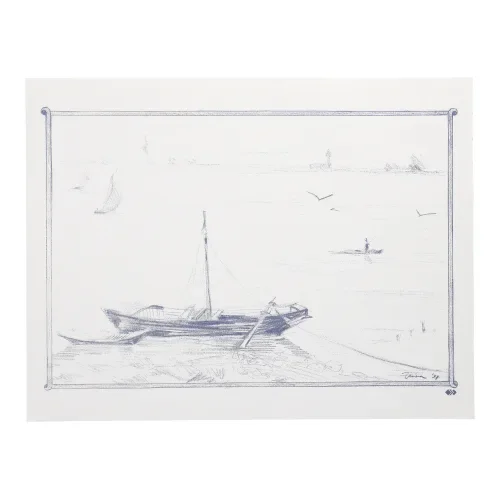 Placemats, papier 30 cm x 40 cm wit Roeiboot