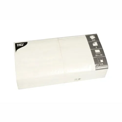 Servetten, 2-laags 1/4 vouw 33 cm x 33 cm wit