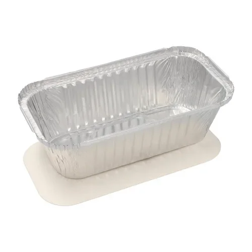 Aluminium schalen met inlegdeksels, PP gelamineerd hoekig 1,5 l 7 cm x 13 cm x 24,2 cm