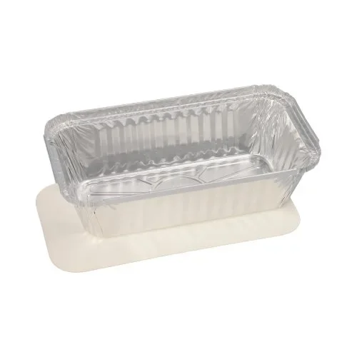 Schalen, aluminium + ingelegd deksel, PE-gecoat hoekig 0,7 l 4,9 cm x 10,3 cm x 19,5 cm