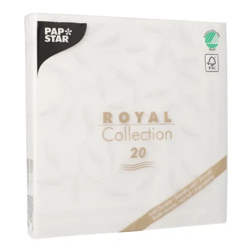Servetten Royal Collection 1/4 vouw 40 cm x 40 cm wit “New Mediterran”