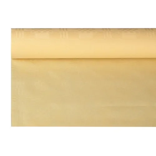 Tafelkleed papier met damastprint 8 m x 1,2 m creme