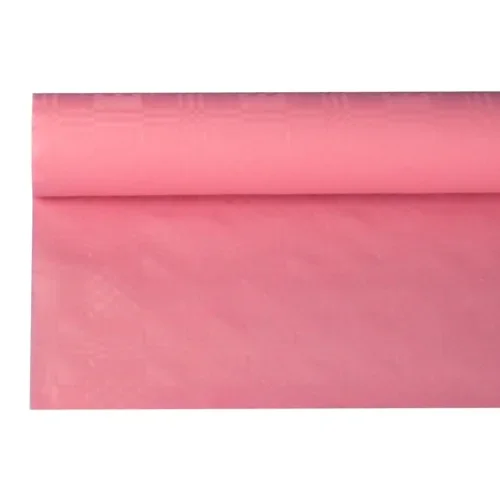 Tafelkleed papier met damastprint 8 m x 1,2 m roze