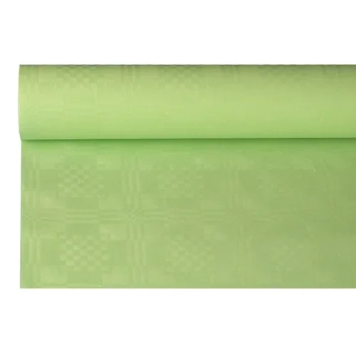 Tafelkleed papier met damastprint 8 m x 1,2 m pastelgroen