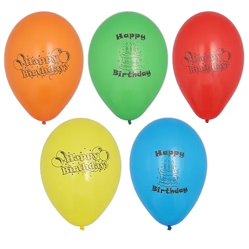 Ballonnen Ø 22 cm assorti kleuren “Happy Birthday”