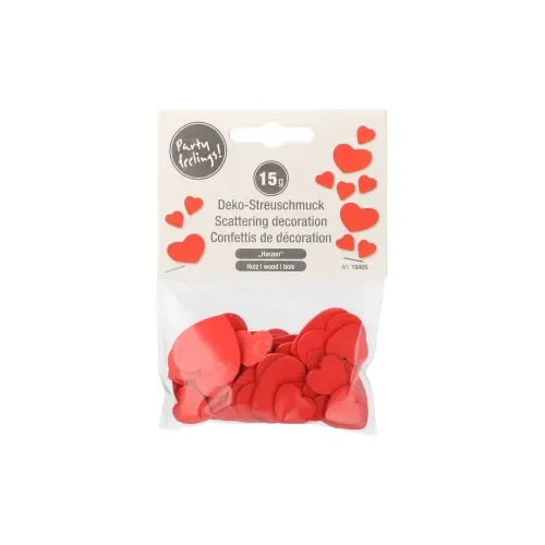 Deco-confetti, hout Hearts 15 gr