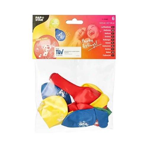 Cijferballonnen Ø 25 cm assorti kleuren “7”
