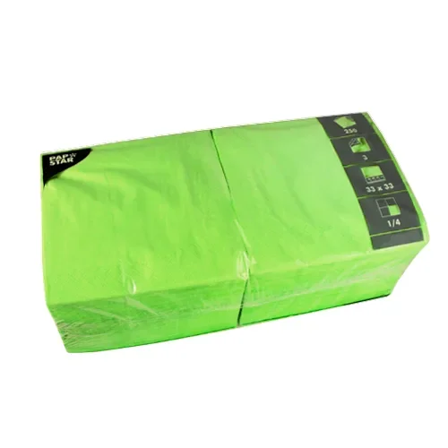 Servetten 3-laags 1/4 vouw 33 cm x 33 cm lime