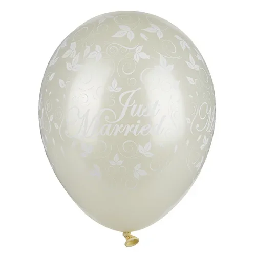 Ballonnen Ø 29 cm ivoor “Just Married” mettallic