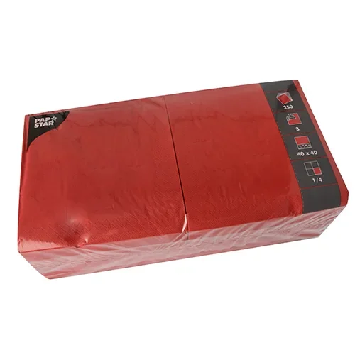 Servetten 3-laags 1/4 vouw 40 cm x 40 cm rood