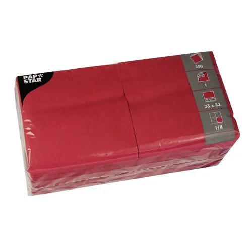 Servetten, 1-laags 1/4 vouw 33 cm x 33 cm wijnrood
