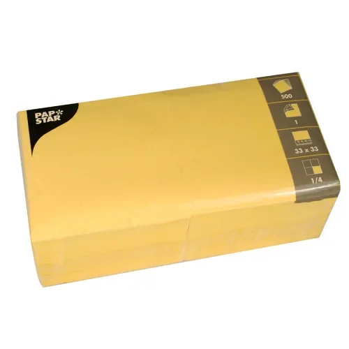 Servetten, 1-laags 1/4 vouw 33 cm x 33 cm geel