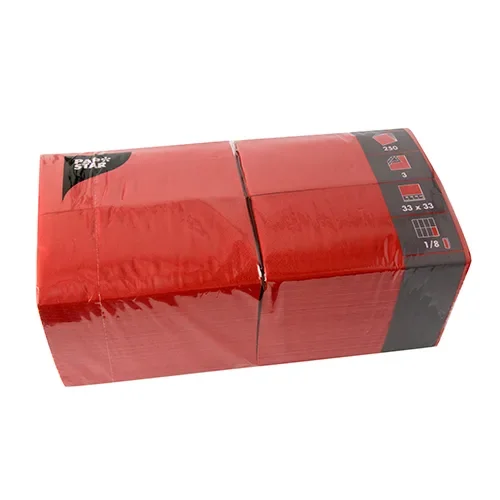 Servetten 3-laags 1/8 vouw 33 cm x 33 cm rood