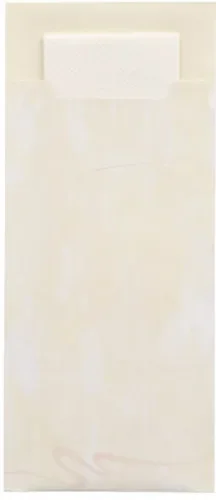 Bestekzakjes 20 cm x 8,5 cm creme inclusief wit servet 33 x 33 cm 2-laags