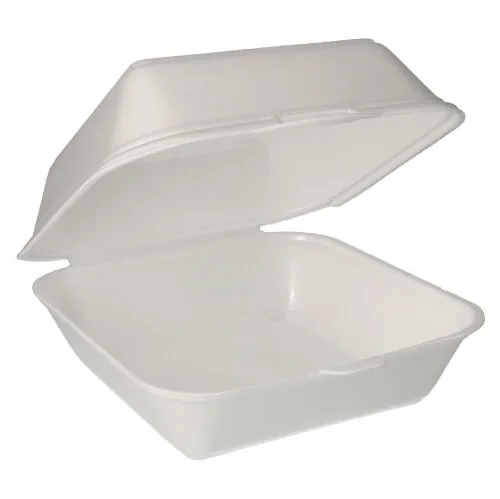 Hamburgerverpakking met deksel, Xps 11 cm x 20 cm x 20 cm wit gelamineerd maat XXL