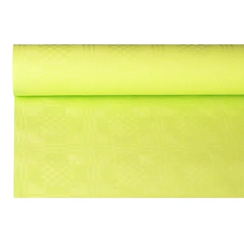 Tafelkleed papier met damastprint 6 m x 1,2 m lime