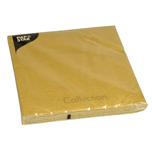 Servetten 3-laags 1/4 vouw 40 cm x 40 cm goud