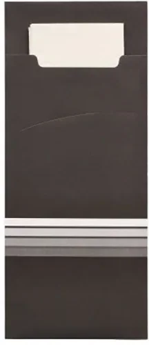 Bestekzakjes 20 cm x 8,5 cm zwart/wit Stripes inclusief gekleurde servet 33 x 33 cm, 2-laag