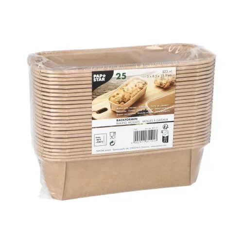 Bakvormpjes “pure” hoekig 523 ml 5 cm x 8,5 cm x 18,8 cm bruin