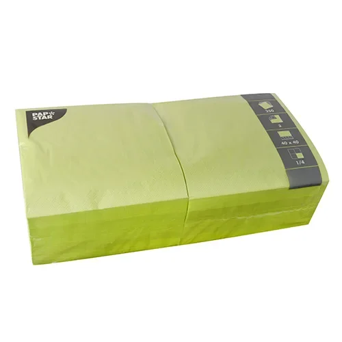 Servetten 3-laags 1/4 vouw 40 cm x 40 cm lime