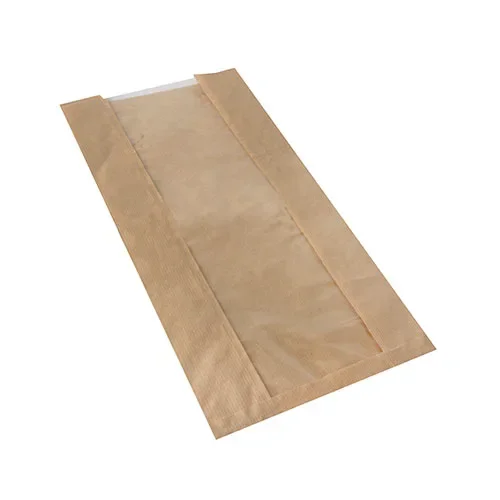 Broodzakken met PLA venster “pure” 47 cm x 20 cm x 9 cm bruin