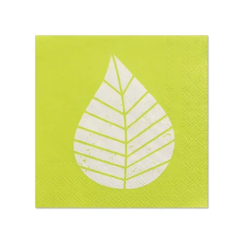 Servetten 3-laags 1/4 vouw 25 cm x 25 cm groen “Graphic Leaves”