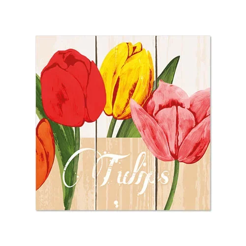Servetten 3-laags 1/4 vouw 25 cm x 25 cm “Blooming Tulips”