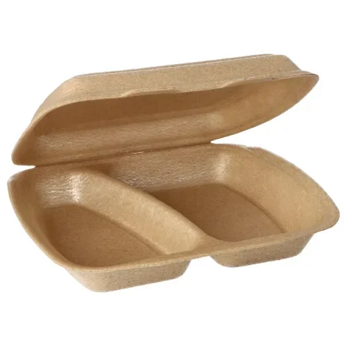 Menuboxen met deksel, Xpp 2-vaks 7 cm x 20,5 cm x 24 cm beige