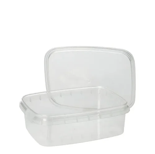 Delicatessen cup, PP hoekig 200 ml 3,5 cm x 8,6 cm x 10,9 cm transparant met tamper-proof slui