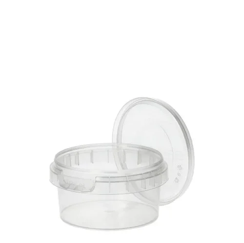 Delicatessen cup, PP rond 80 ml Ø 6,9 cm x 3,65 cm transparant met tamper-proof sluiting