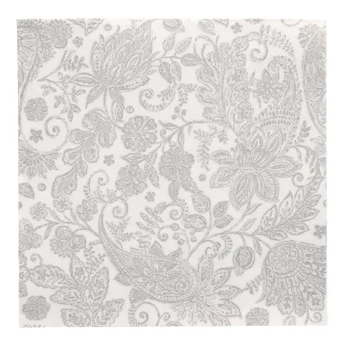 Servetten Royal Collection 1/4 vouw 40 cm x 40 cm grijs Paisley