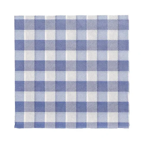 Servetten, 1-laags 1/4 vouw 33 cm x 33 cm blauw/wit Vichy Karo