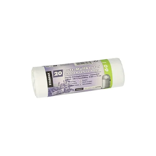 Pedaalemmerzakken, LDPE met geur 60 l 72 cm x 60 cm wit, lavendel