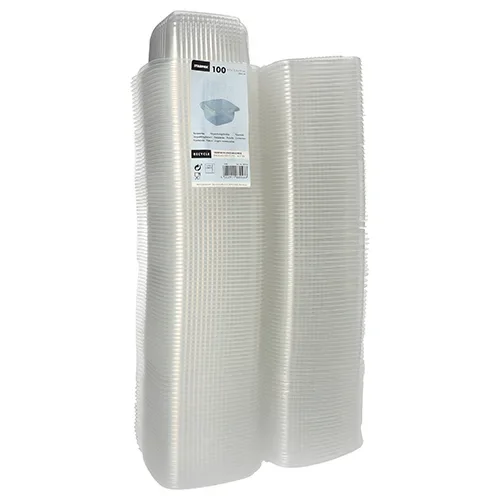 Verpakkingsbekers met deksel, PP rechthoekig 500 ml 6,3 cm x 12,5 cm x 13,1 cm transparant