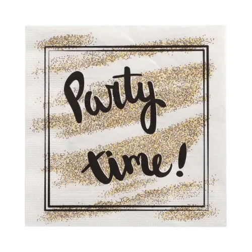 Servetten 3-laags 1/4 vouw 33 cm x 33 cm “Party Time”