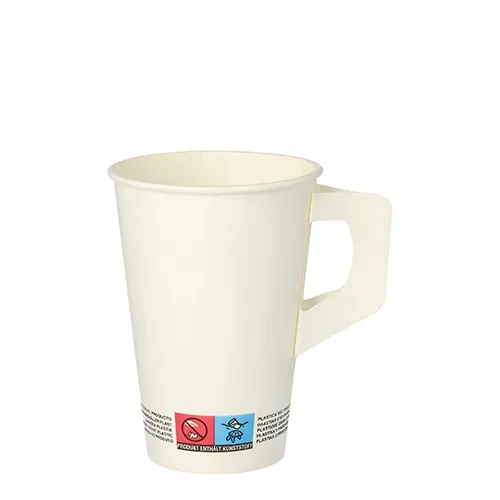 Drinkbekers met handgreep, karton 0,2 l Ø 7 cm x 9,7 cm wit