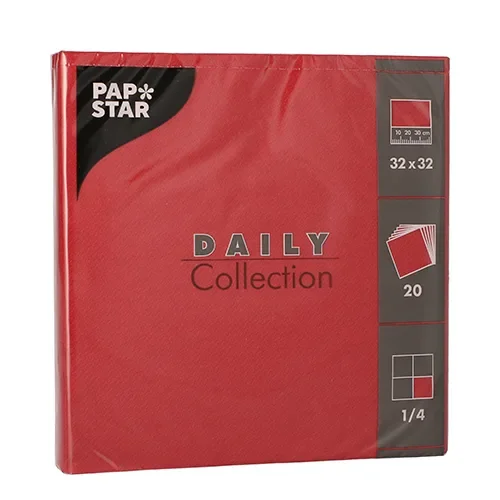 Servetten “Daily Collection” 1/4 vouw 32 cm x 32 cm bordeaux