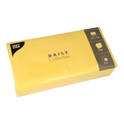 Servetten Daily Collection 1/4 vouw 32 cm x 32 cm geel