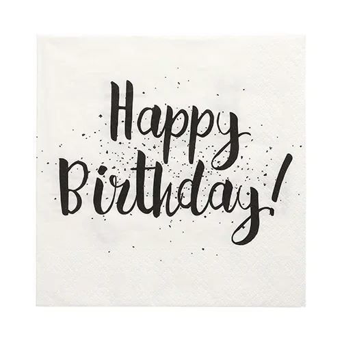 Servetten 3-laags 1/4 vouw 33 cm x 33 cm “Happy Birthday”