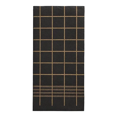 Servetten, 2-laags Punto 1/8 vouw 39 cm x 40 cm zwart/goud “Kitchen Towel” micro reliëf