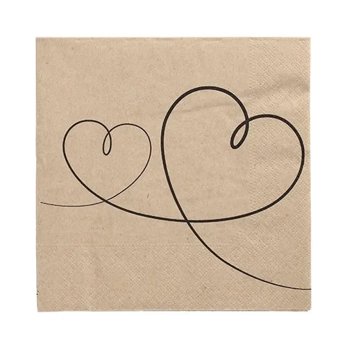 Servetten 3-laags 1/4 vouw 33 cm x 33 cm natuur Love gemaakt van gerecycled papier